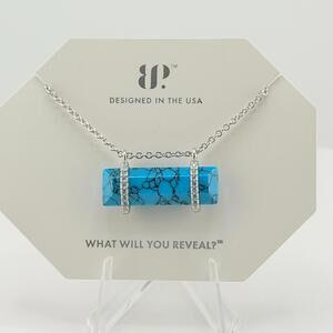 Bomb Party December Necklace NK51670 "Sleek Chic Repeat" Turquoise on Rhodium